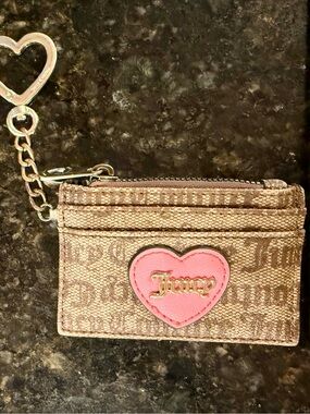 Juicy Couture Chestnut Chino "Love Actually" wallet w/ gold accents heart charm